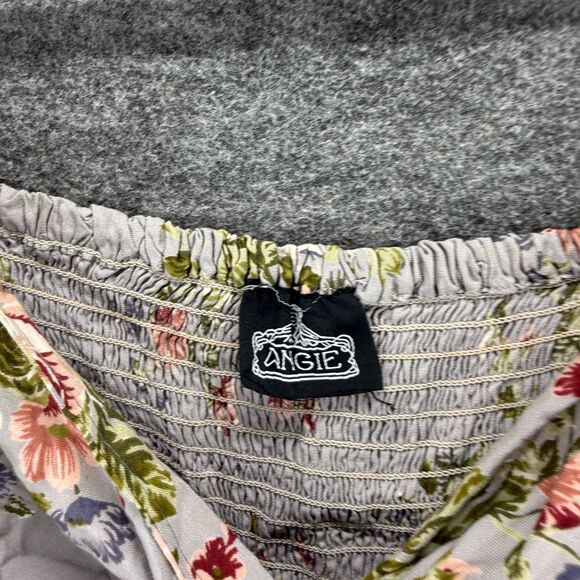 Angie Dress Women S Small Gray Floral Sheath Short V-Neck Long Sleeve Casual - Picture 3 of 6